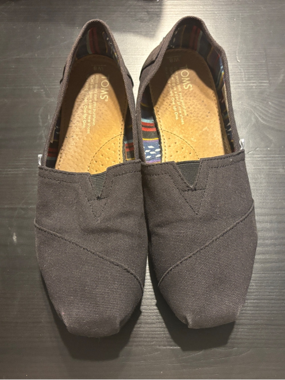 Toms Women’s Slip-On Loafers in Black Canvas - Size 8